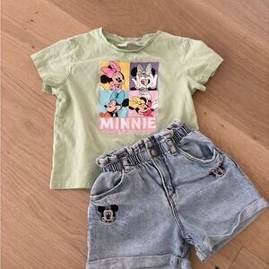 Zara Minnie Mouse Graphic Green Kids T-Shirt